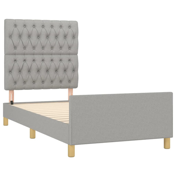 vidaXL Cadre de lit sans matelas Gris clair 90x200 cm Tissu