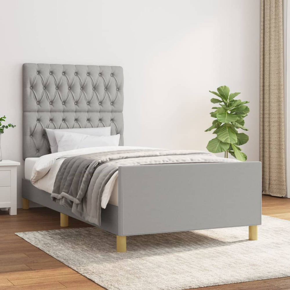 vidaXL Cadre de lit sans matelas Gris clair 90x200 cm Tissu