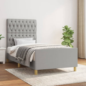 vidaXL Cadre de lit sans matelas Gris clair 90x200 cm Tissu