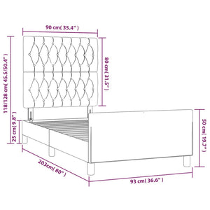 Bettgestell ohne Matratze Dunkelgrau 90x200 cm Stoff