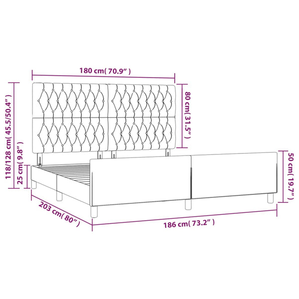 Bettgestell ohne Matratze Hellgrau 180x200 cm Stoff