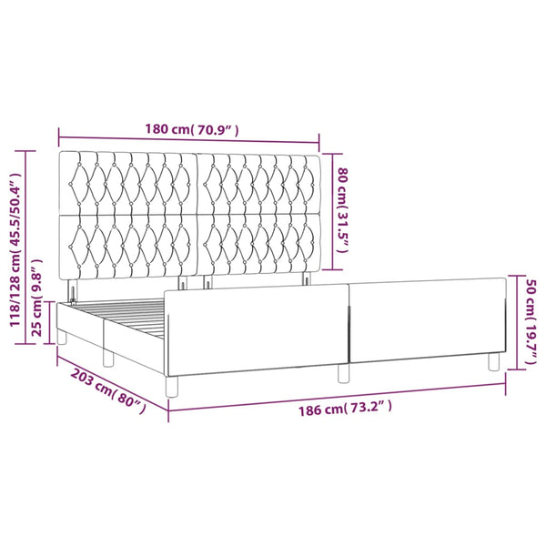 Bettgestell ohne Matratze Dunkelgrau 180x200 cm Stoff