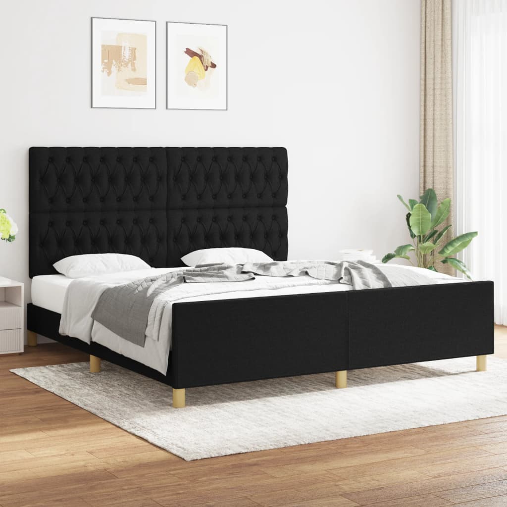 Bettgestell ohne Matratze Schwarz 180x200 cm Stoff