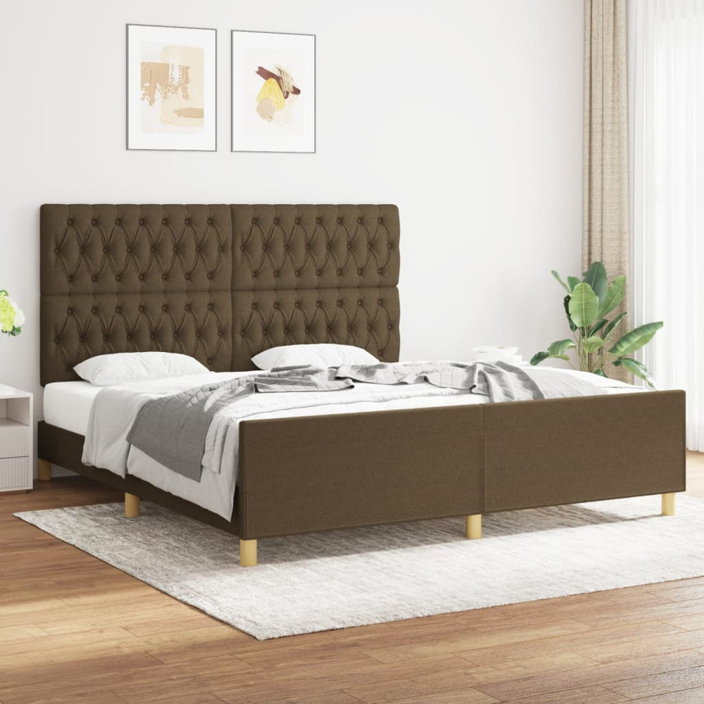 vidaXL Cadre de lit sans matelas Marron foncé 180x200 cm Tissu