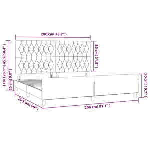 Bettgestell mit Kopfteil Hellgrau 200x200 cm Stoff