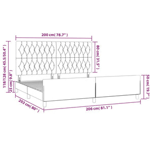 Bettgestell mit Kopfteil Schwarz 200x200 cm Stoff