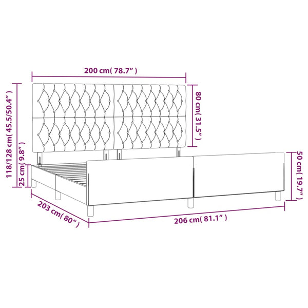 Bettgestell mit Kopfteil Schwarz 200x200 cm Stoff