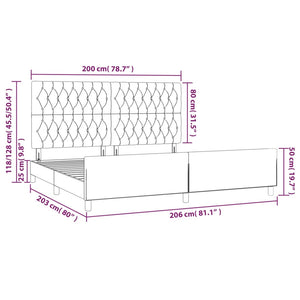 Bettgestell mit Kopfteil Dunkelbraun 200x200 cm Stoff