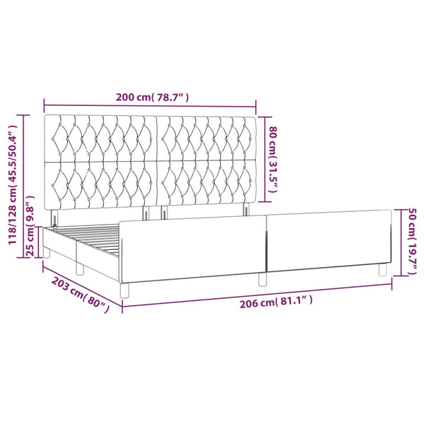 Bettgestell mit Kopfteil Dunkelbraun 200x200 cm Stoff