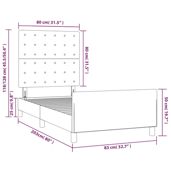 Bettgestell mit Kopfteil Dunkelbraun 80x200 cm Stoff