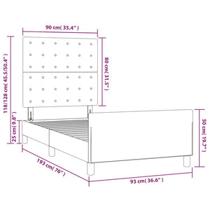 vidaXL Cadre de lit avec tête de lit Gris foncé 90x190 cm Tissu
