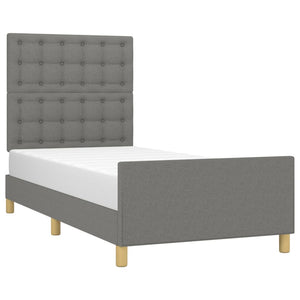 vidaXL Cadre de lit avec tête de lit Gris foncé 90x190 cm Tissu