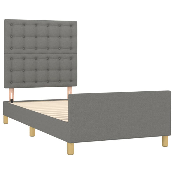 vidaXL Cadre de lit avec tête de lit Gris foncé 90x190 cm Tissu