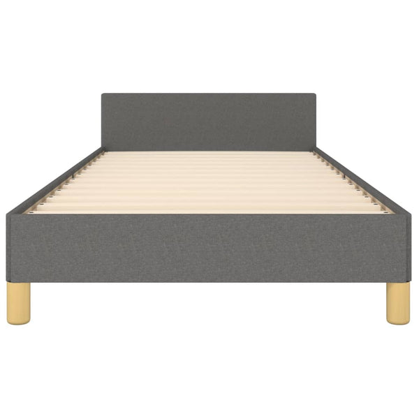 vidaXL Cadre de lit avec tête de lit gris foncé 90x200 cm Tissu