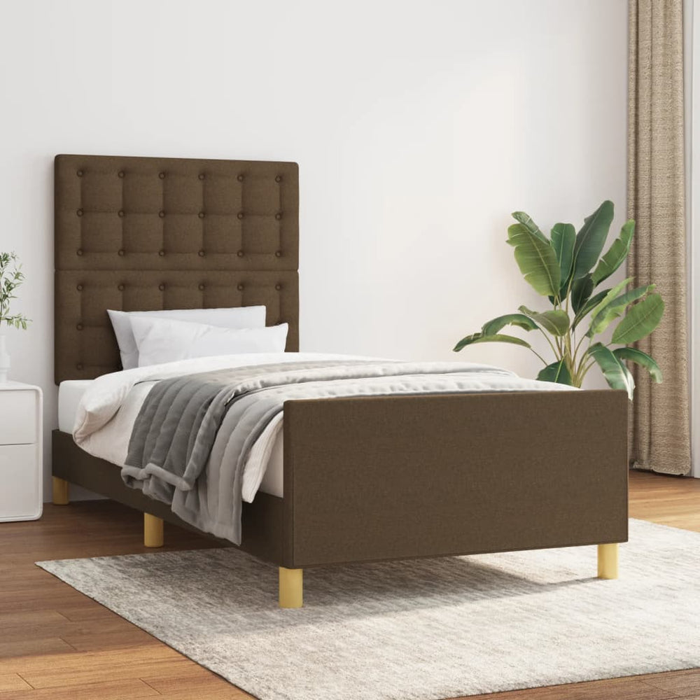 vidaXL Cadre de lit sans matelas Marron foncé 90x200 cm Tissu