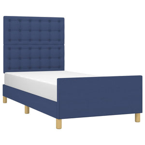 Bettgestell ohne Matratze Blau 90x200 cm Stoff