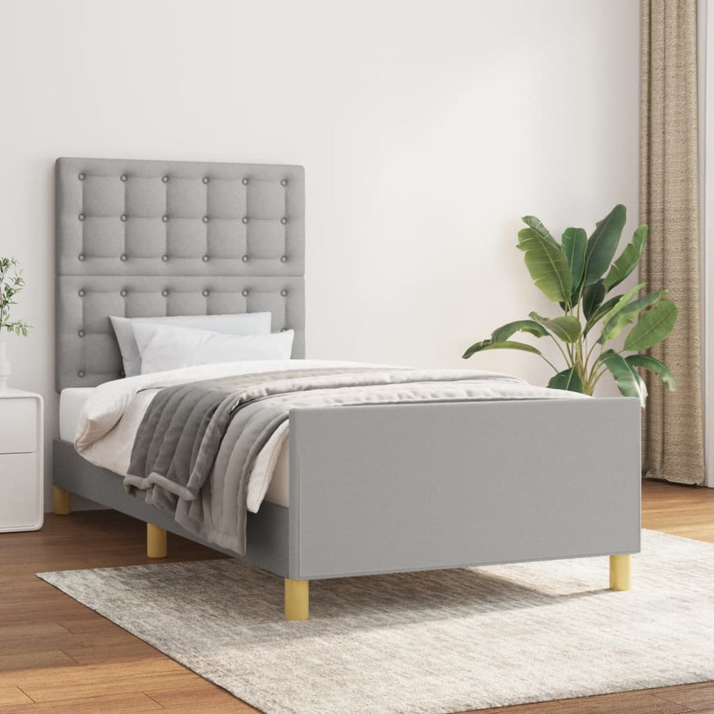 vidaXL Cadre de lit sans matelas Gris clair 100x200 cm Tissu