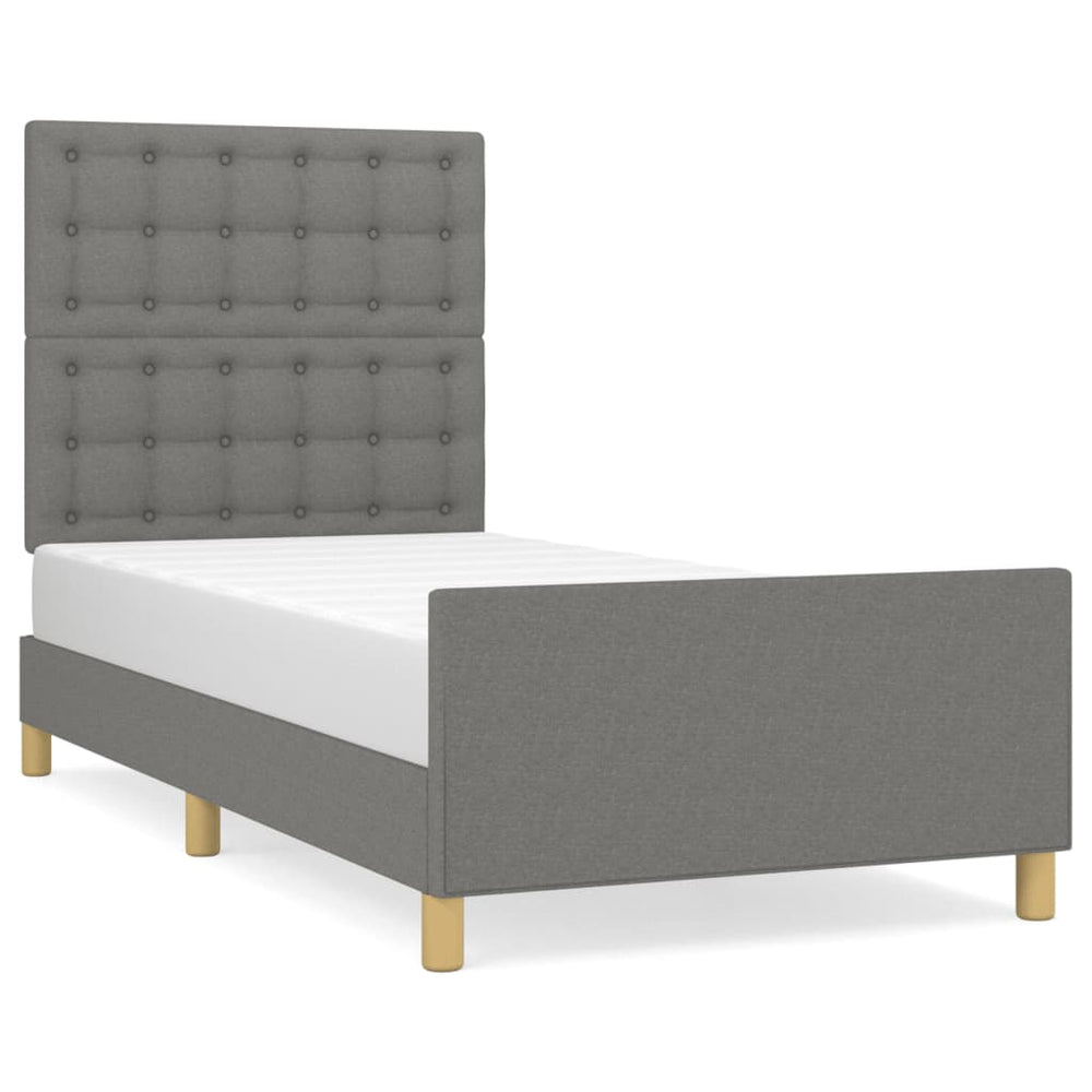 vidaXL Cadre de lit sans matelas Gris foncé 100x200 cm Tissu