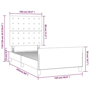 Bettgestell ohne Matratze Dunkelgrau 100x200 cm Stoff