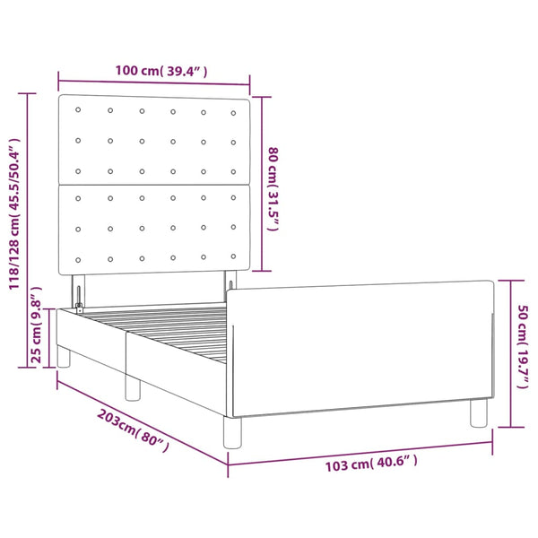 Bettgestell ohne Matratze Dunkelgrau 100x200 cm Stoff