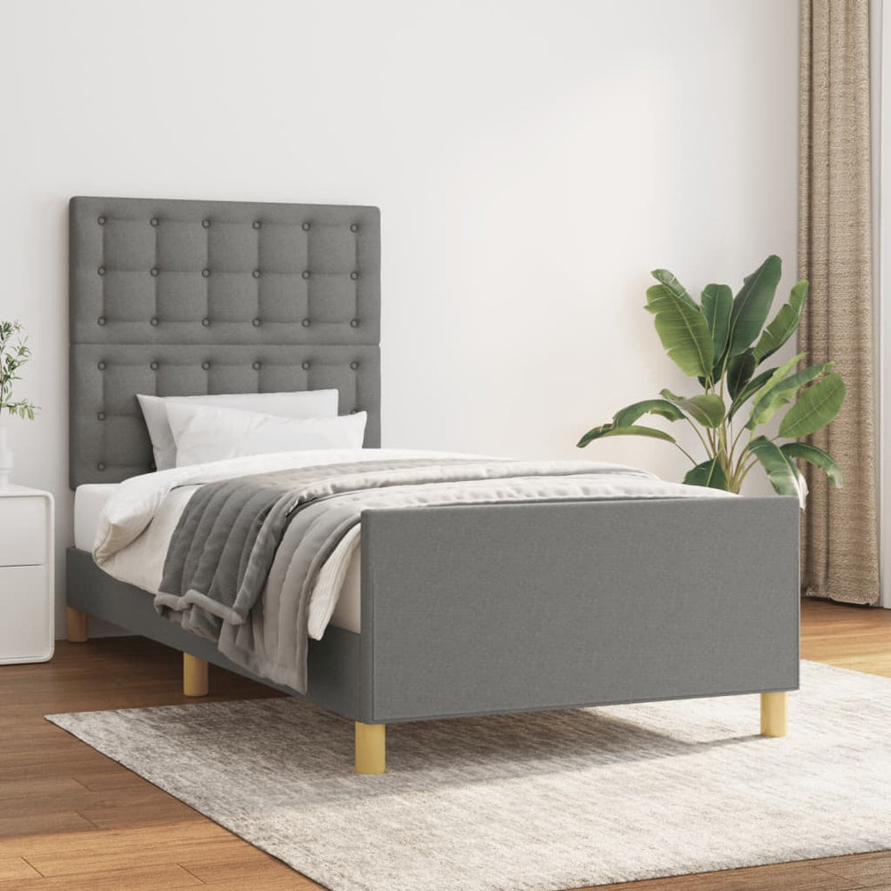 vidaXL Cadre de lit sans matelas Gris foncé 100x200 cm Tissu