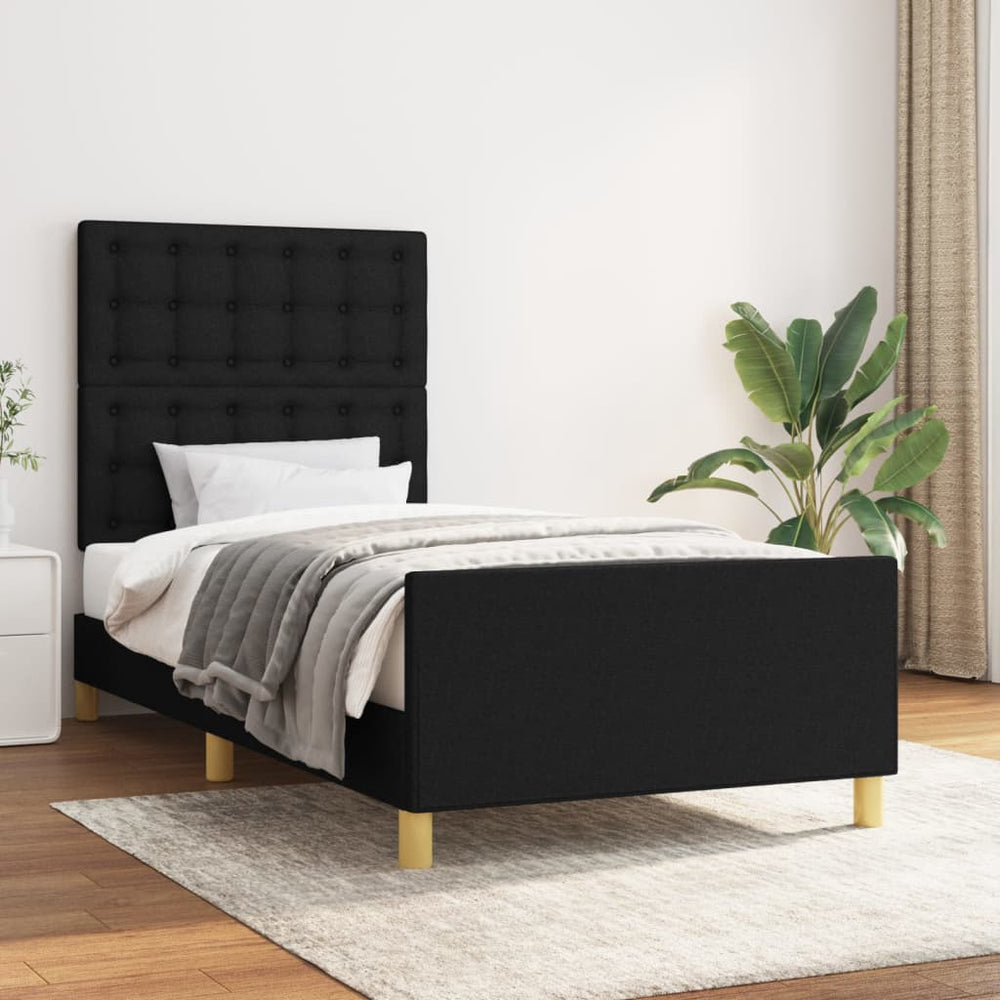 vidaXL Cadre de lit sans matelas Noir 100x200 cm Tissu