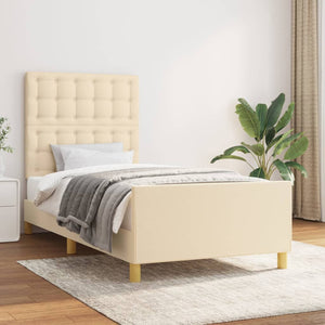 Bettgestell ohne Matratze Creme 100x200 cm Stoff