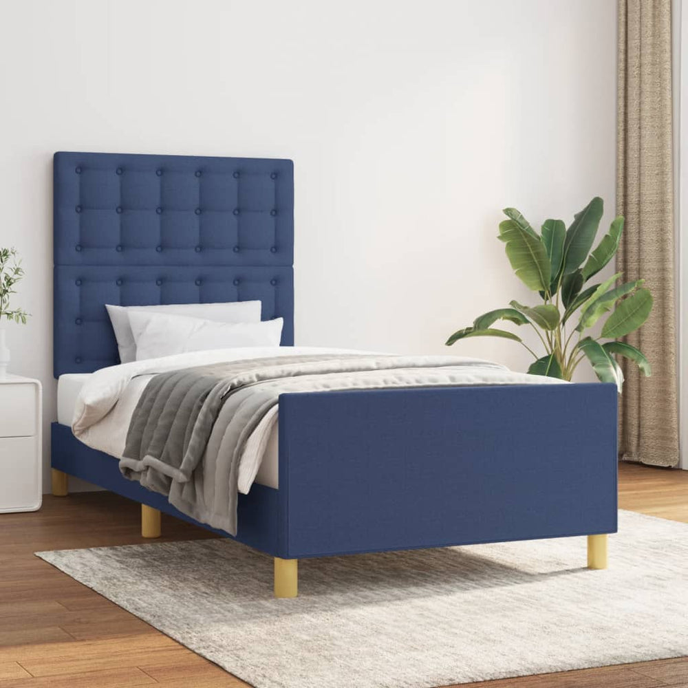 vidaXL Cadre de lit sans matelas Bleu 100x200 cm Tissu