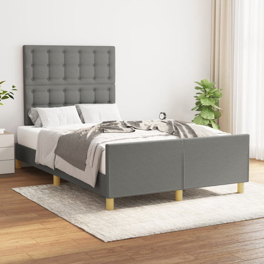 vidaXL Cadre de lit sans matelas Gris foncé 120x200 cm Tissu