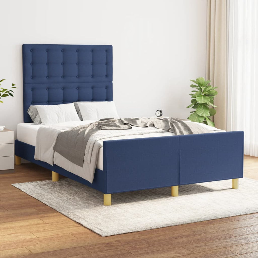 vidaXL Cadre de lit sans matelas Bleu 120x200 cm Tissu