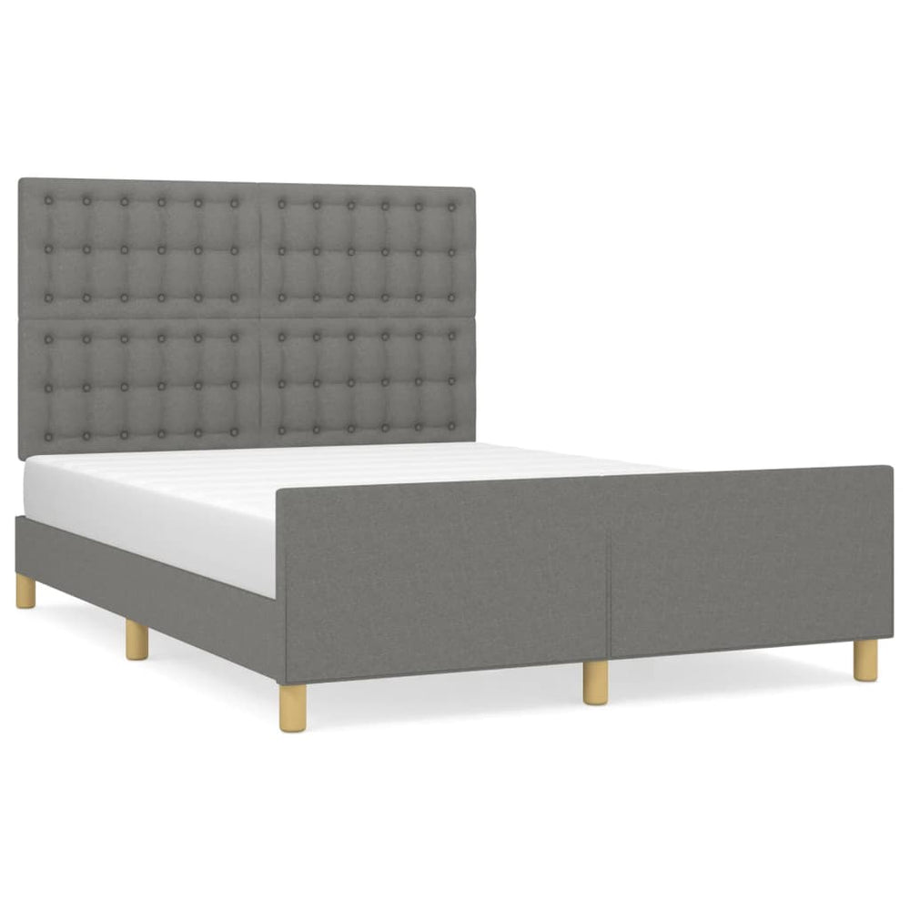 vidaXL Cadre de lit sans matelas Gris foncé 140x190 cm Tissu