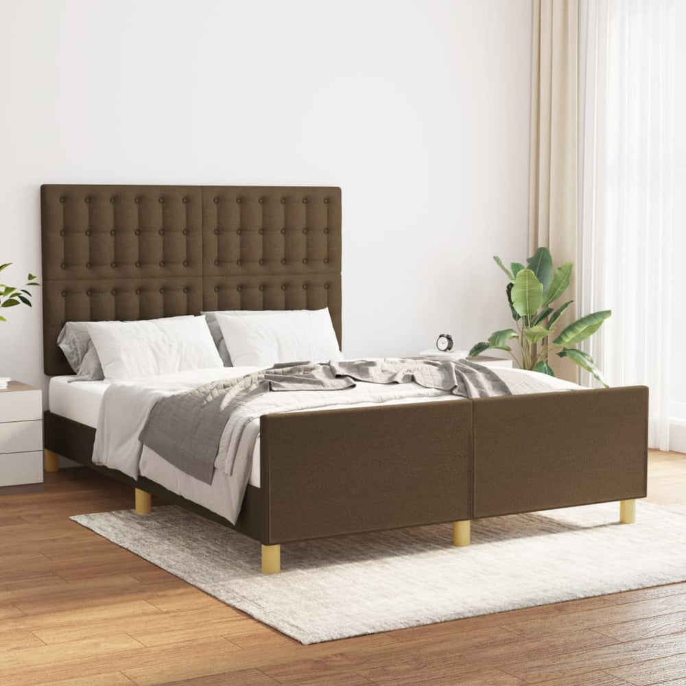 vidaXL Cadre de lit sans matelas Marron foncé 140x190 cm Tissu