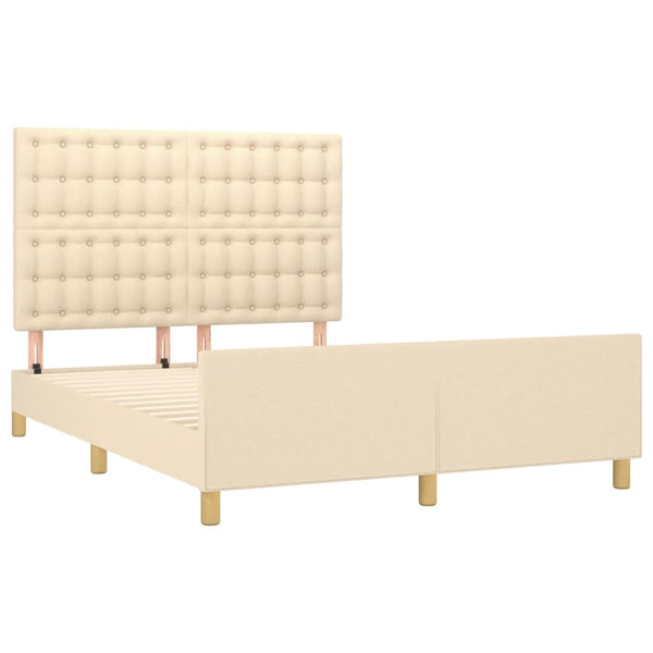 Bettgestell ohne Matratze Creme 140x190 cm Stoff