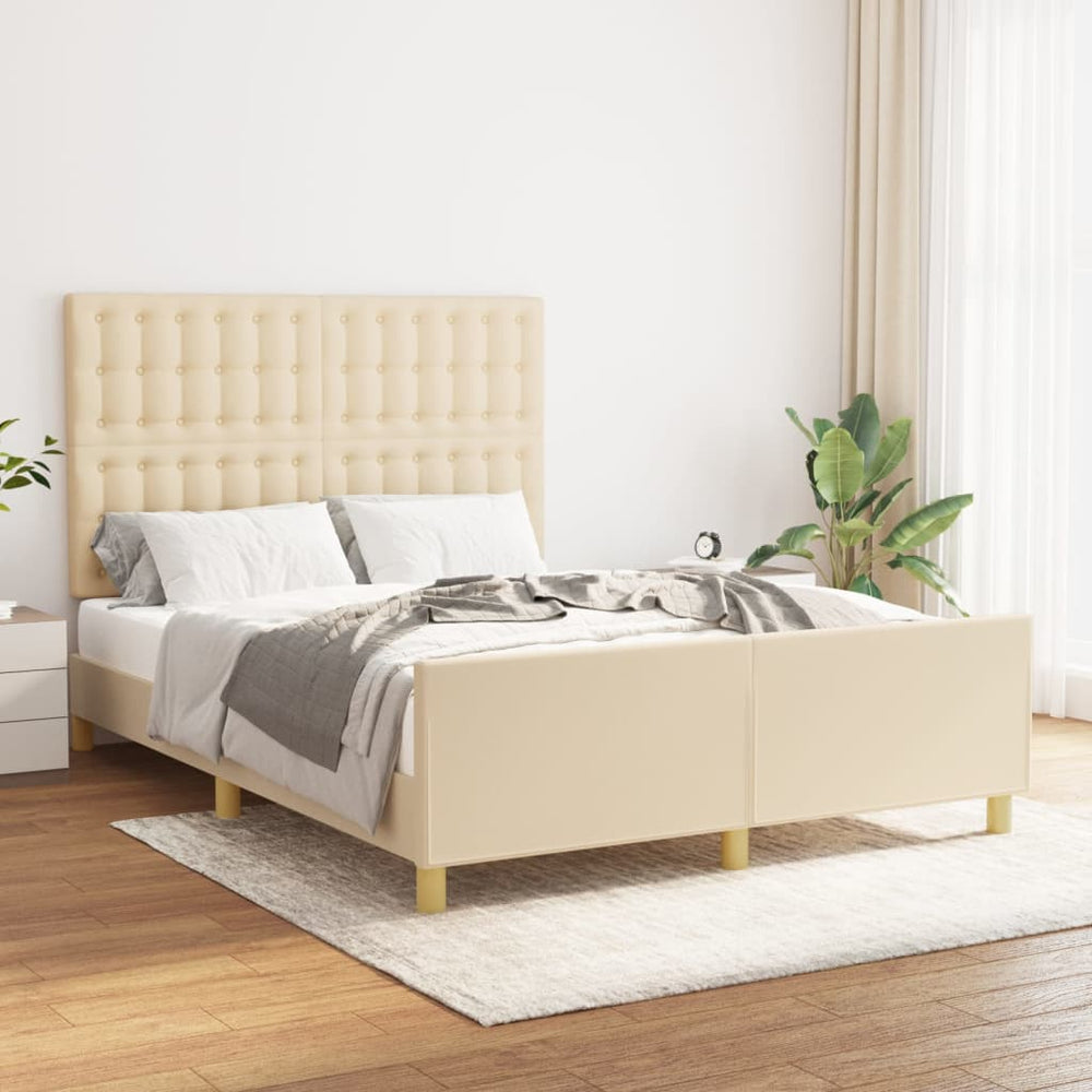 vidaXL Cadre de lit sans matelas Crème 140x190 cm Tissu