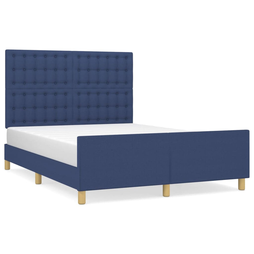 vidaXL Cadre de lit sans matelas Bleu 140x190 cm Tissu