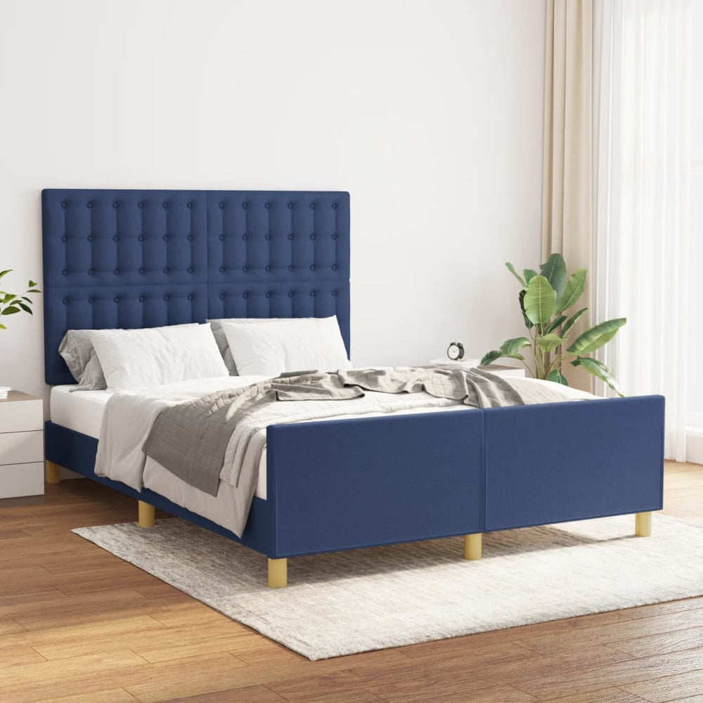 vidaXL Cadre de lit sans matelas Bleu 140x190 cm Tissu