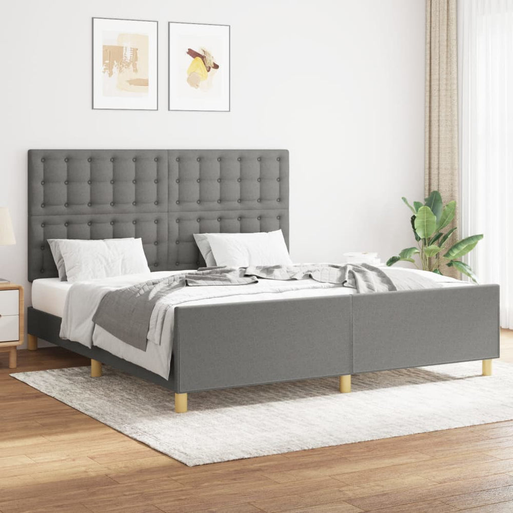 vidaXL Cadre de lit sans matelas Gris foncé 160x200 cm Tissu