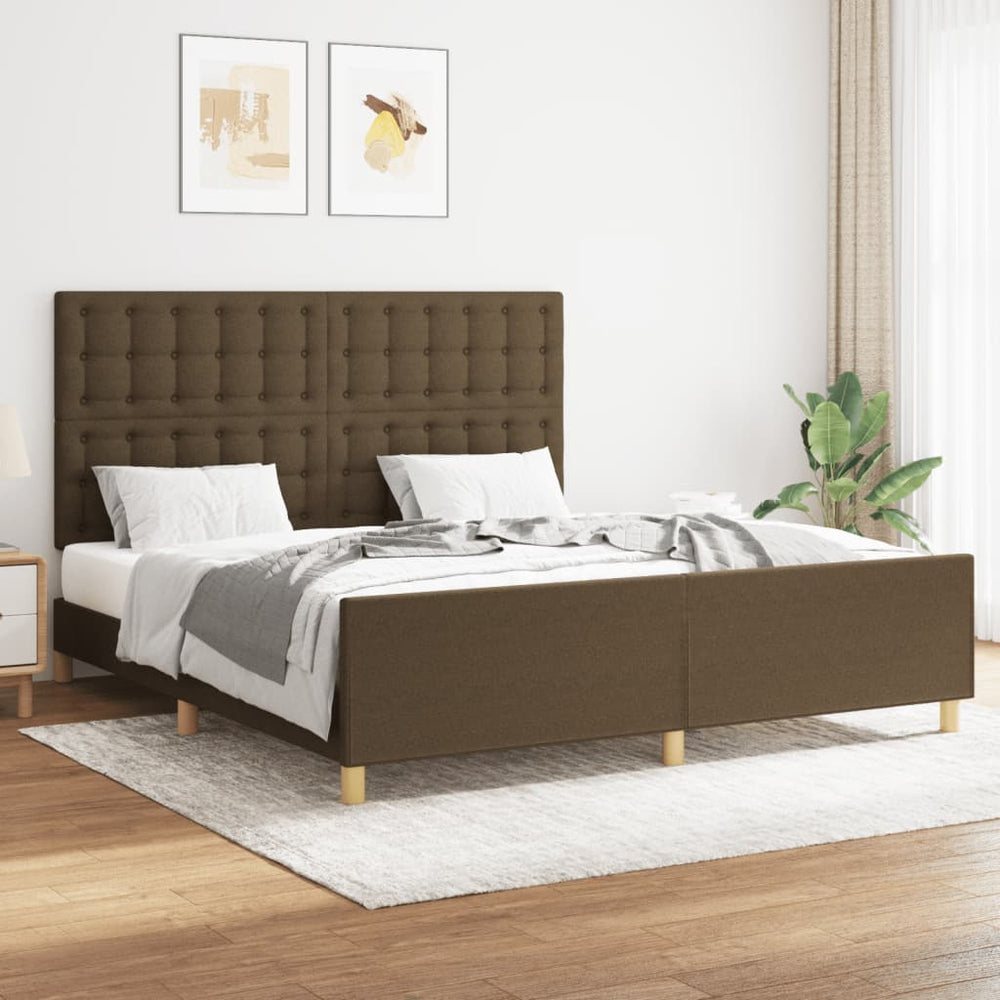 vidaXL Cadre de lit sans matelas Marron foncé 160x200 cm Tissu
