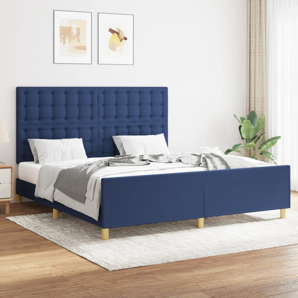 vidaXL Cadre de lit sans matelas Bleu 160x200 cm Tissu