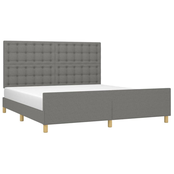 vidaXL Cadre de lit avec tête de lit Gris foncé 180x200 cm Tissu