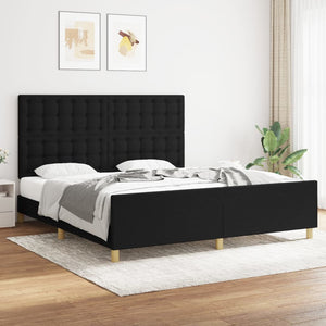 vidaXL Cadre de lit avec tête de lit Noir 180x200 cm Tissu