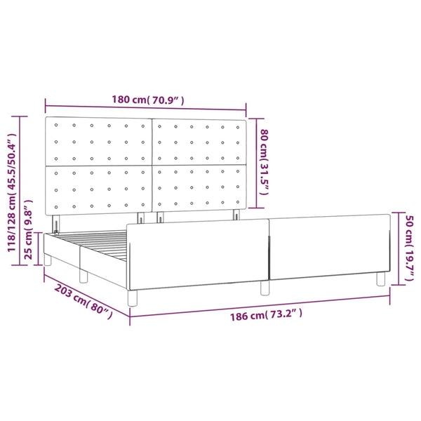 Bettgestell mit Kopfteil Creme 180x200 cm Stoff