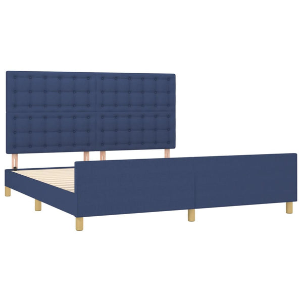 vidaXL Cadre de lit avec tête de lit bleu 180x200 cm Tissu