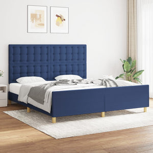 vidaXL Cadre de lit avec tête de lit bleu 180x200 cm Tissu