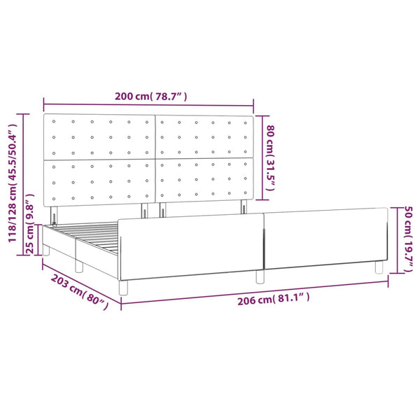 Bettgestell ohne Matratze Hellgrau 200x200 cm Stoff