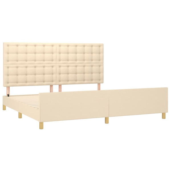 Bettgestell ohne Matratze Creme 200x200 cm Stoff