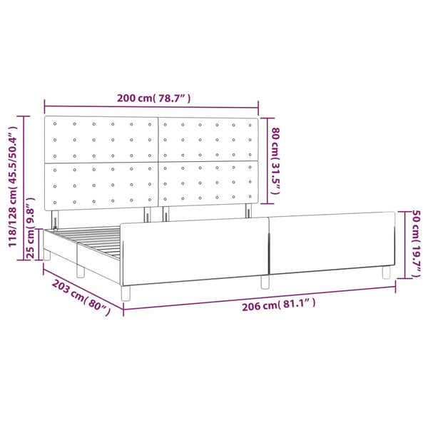 Bettgestell ohne Matratze Blau 200x200 cm Stoff