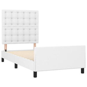 Bettgestell mit Kopfteil Weiß 80x200 cm Kunstleder