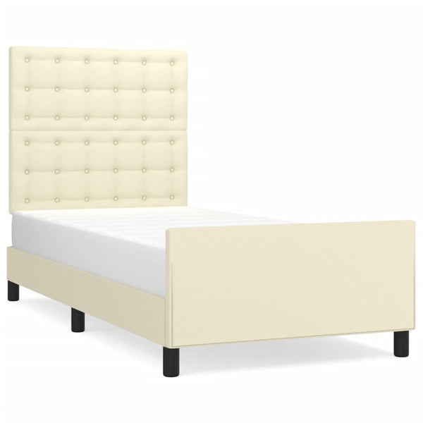 Bettgestell mit Kopfteil Creme 80x200 cm Kunstleder