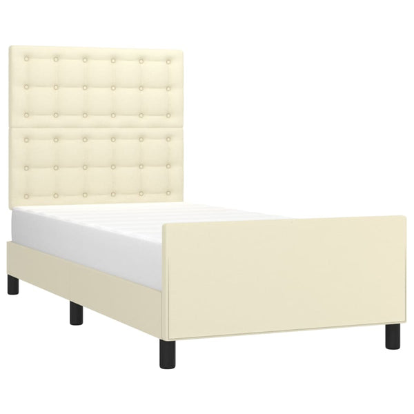 Bettgestell mit Kopfteil Creme 80x200 cm Kunstleder